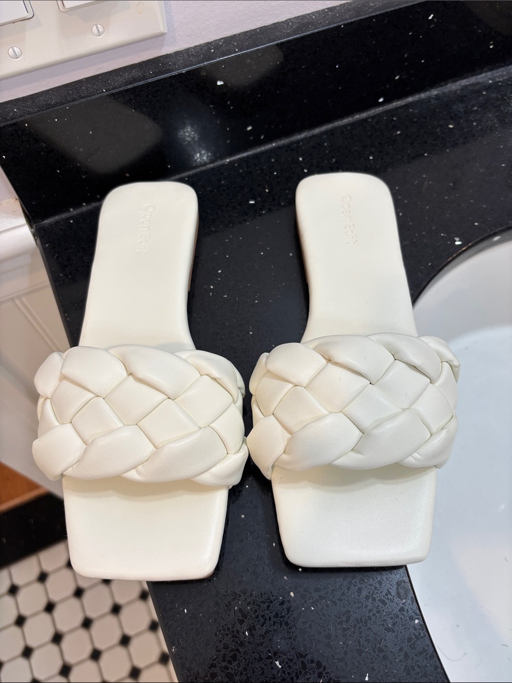 NWOT Braided Slide Mules in Ivory - Women